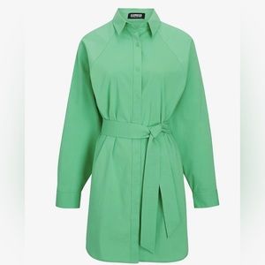 Express- Cotton-Blend Boyfriend Poplin Portofino Shirt Dress